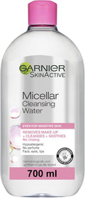 Garnier Micellar Cleansing Water 700ml, Gentle face cleanser & Make up Remover, Suitable For All Skin Types Including Sensitive Skin, Soothing Formula, Dermatologically Tested